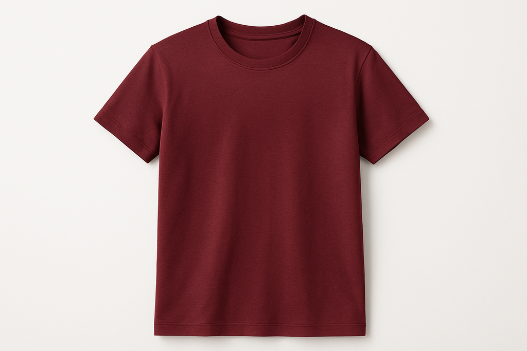 Burgundy red round neck t-shirt